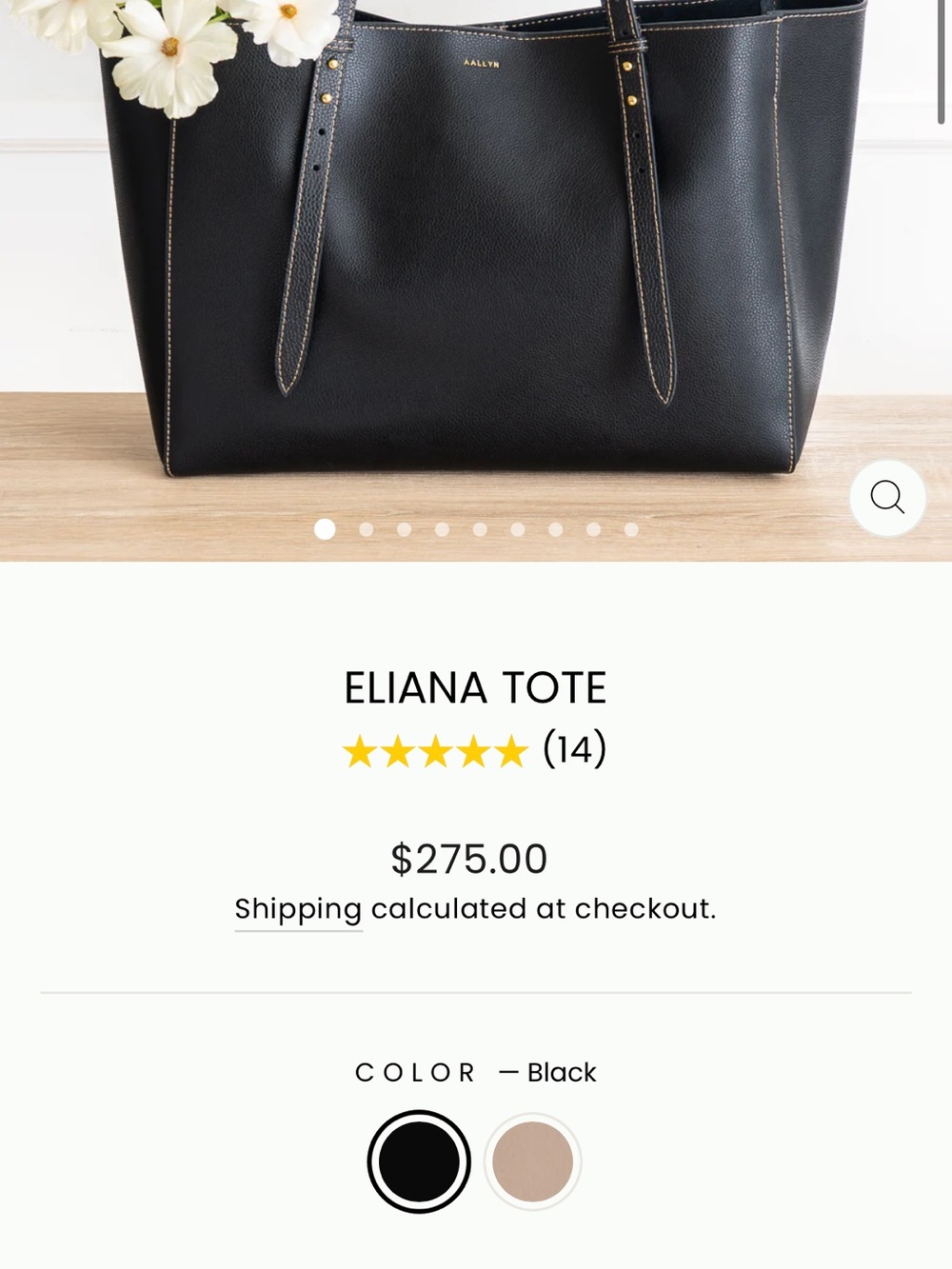 AALLYN Eliana Black Leather Tote Bag - Women's Everyday Carryall - Picture 3 of 9